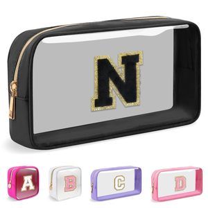Small Clear Personalized Initial Makeup Bag,nylon Preppy A-z Chenille Letter🦒